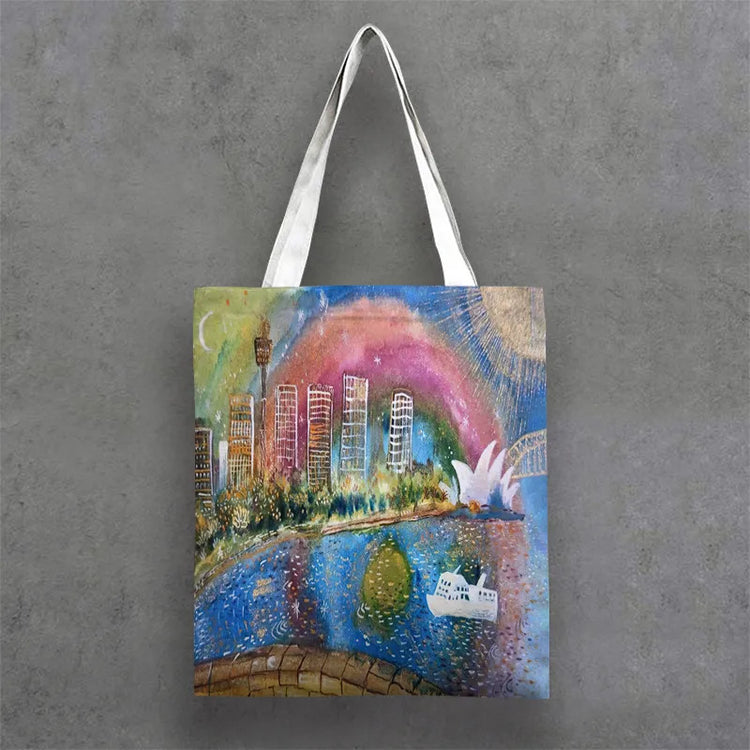 Colourful Vintage Art and Sydney Coastal Life Art Printed Totes and Cushion Covers