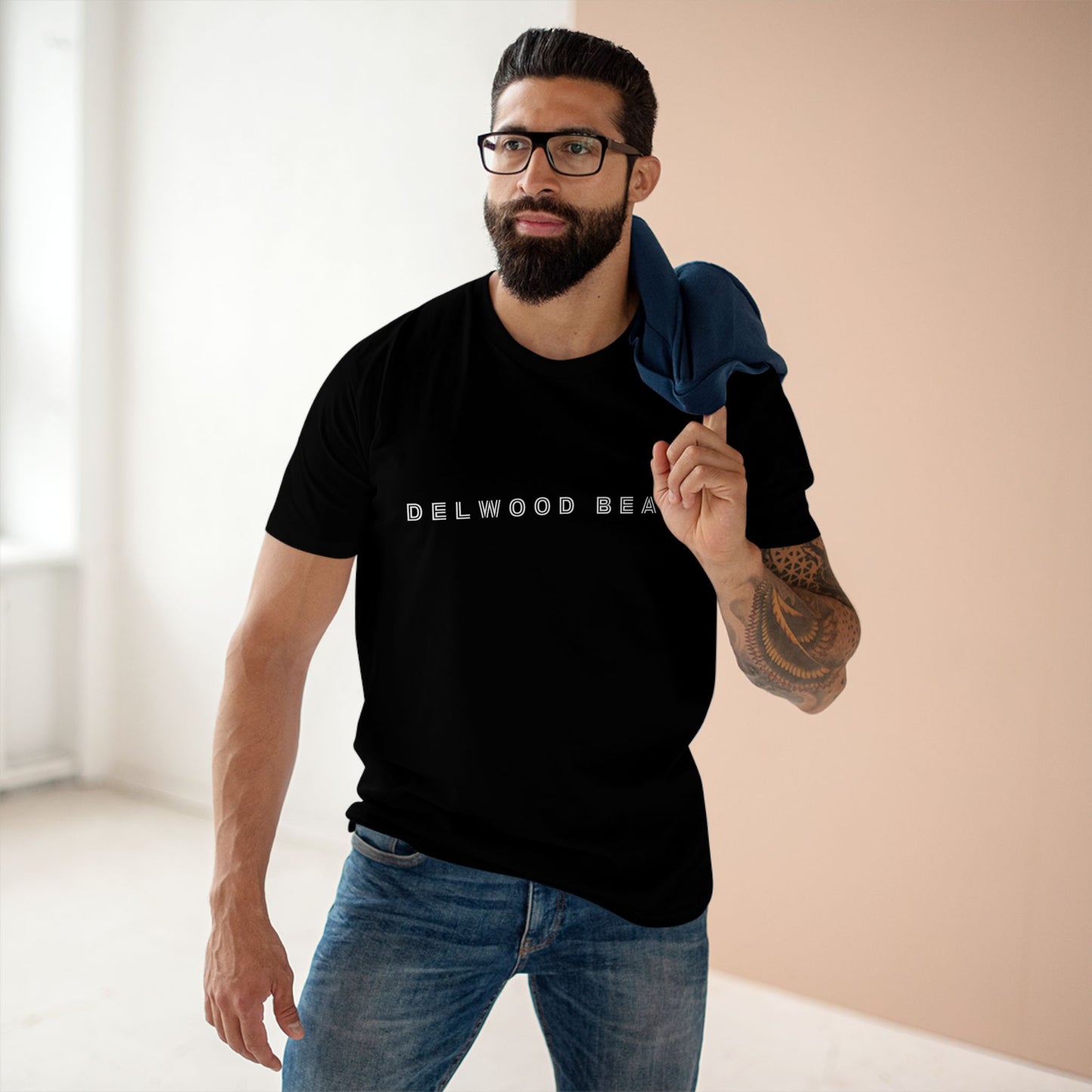 Delwood Beach logo on Adult Staple Cotton T-Shirt