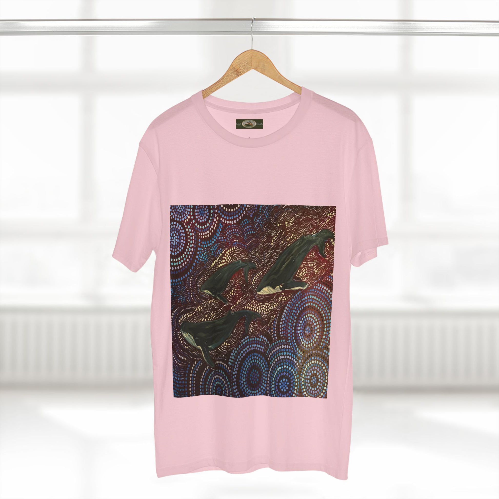 Adult T-Shirt Three Whales at Long Reef Dot Painting by local Indigenous Artist - Lost Manly Shop