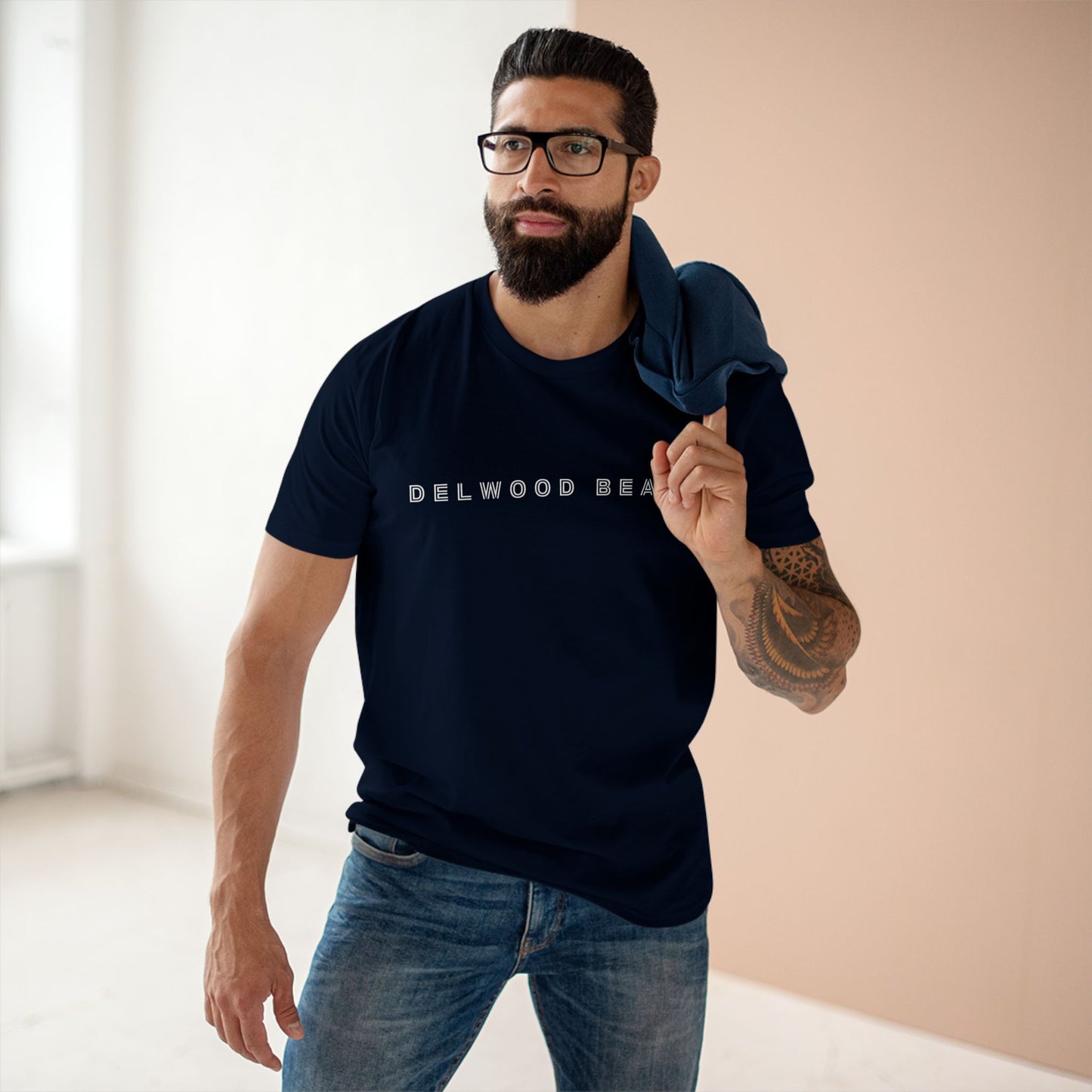 Delwood Beach logo on Adult Staple Cotton T-Shirt