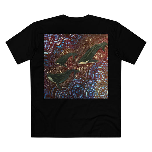 Adult T-Shirt Three Whales at Long Reef painted by local Indigenous Artist @k_dotpaintings - Lost Manly Shop