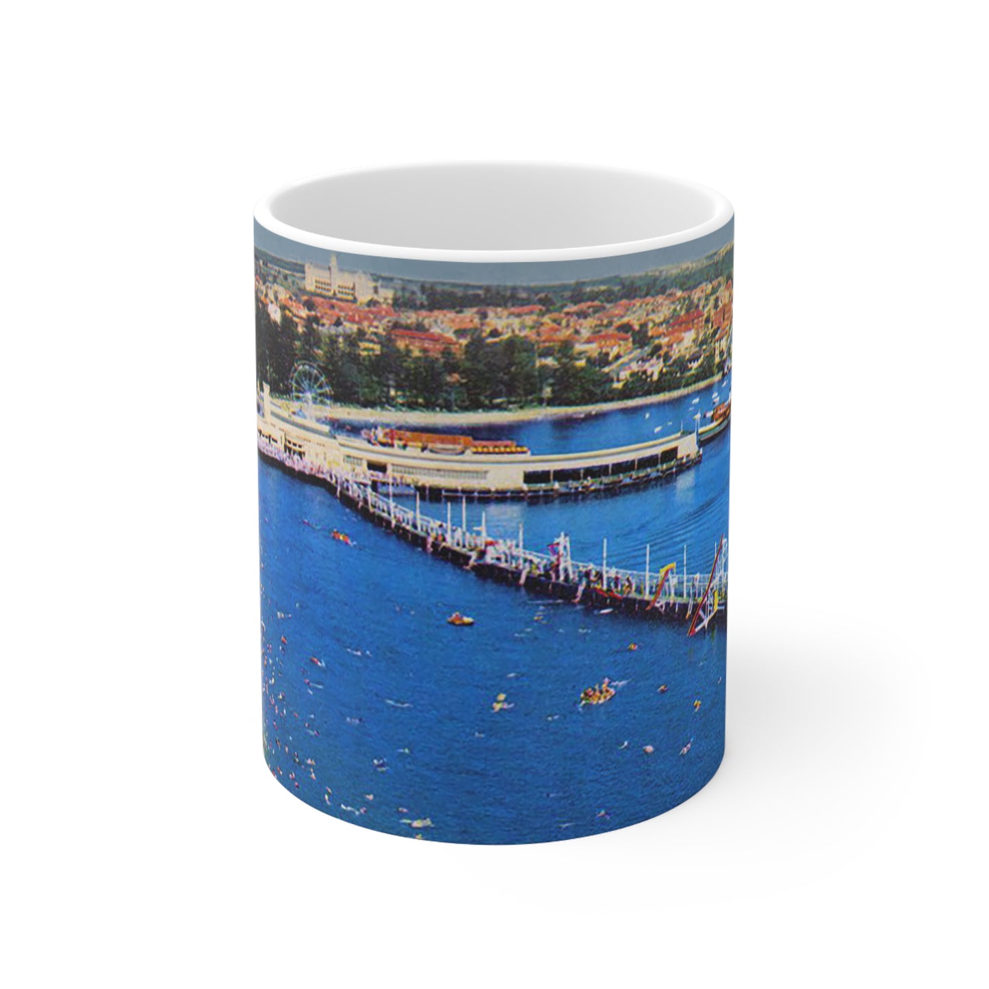 Coffee Mug - Manly Harbour Pool and Promenade at Manly Wharf 1955 - Lost Manly Shop