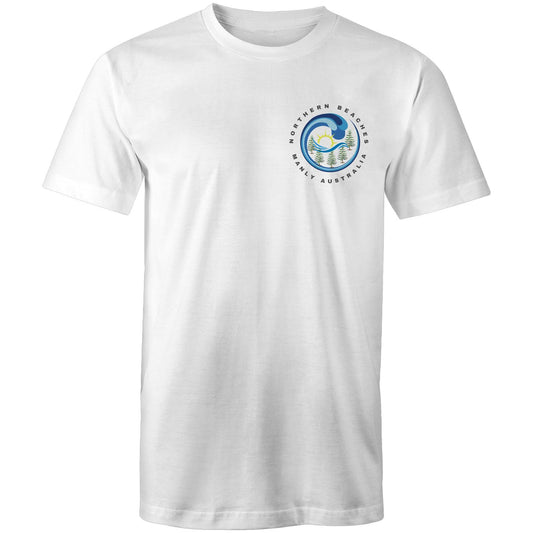 Northern Beaches Manly Australia small front grey font logo on AS Colour Cotton T-Shirt - Lost Manly Shop