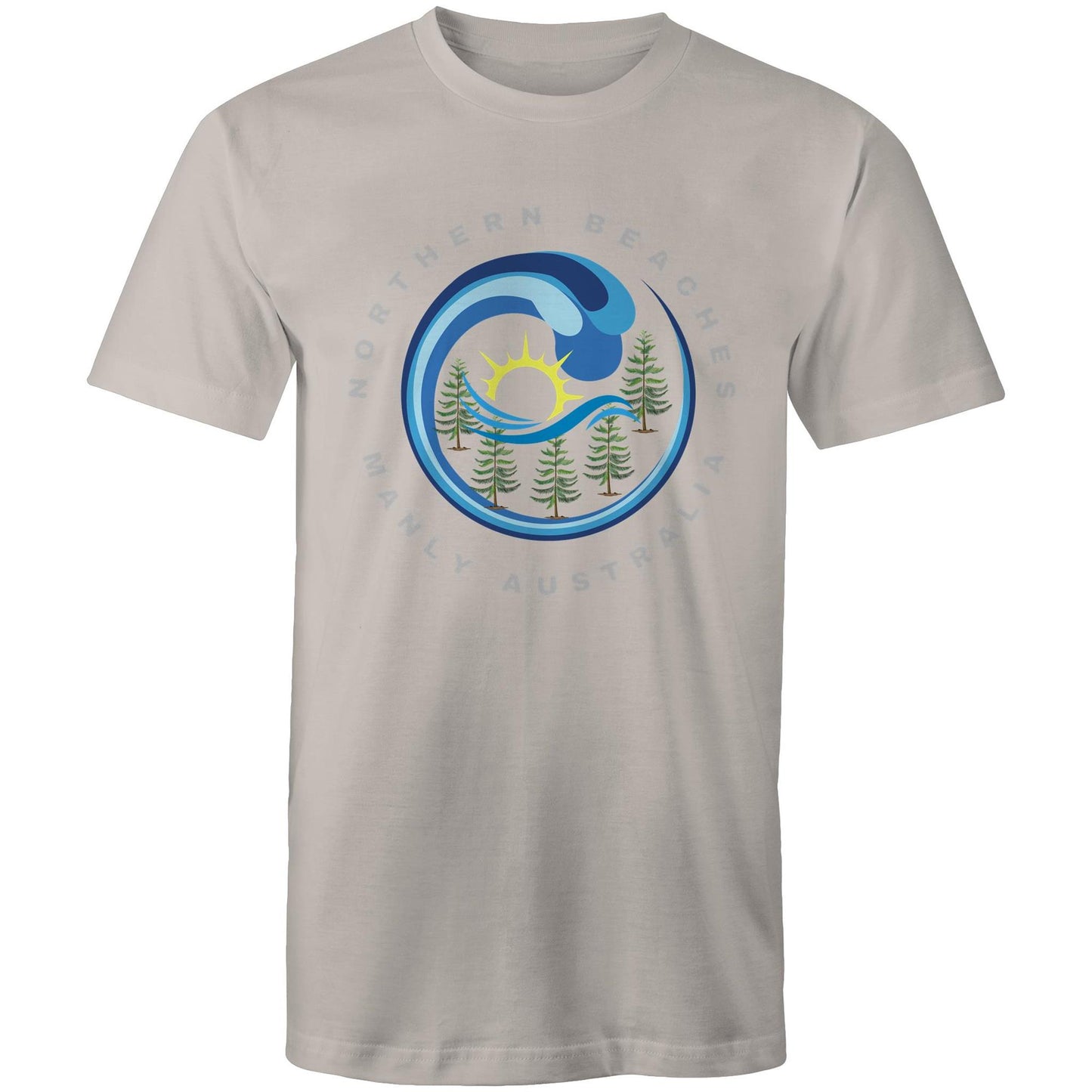 AS Colour Staple - Mens T-Shirt Northern Beaches Manly Australia logo front silver font - Lost Manly Shop