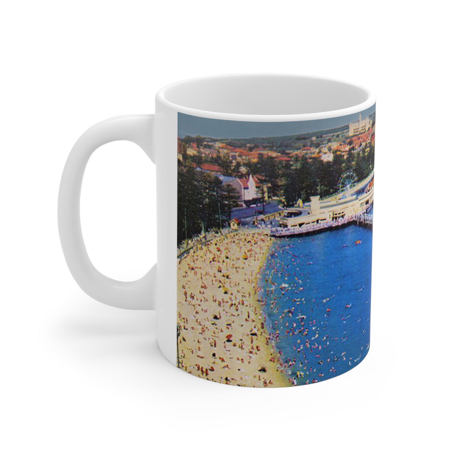 Coffee Mug - Manly Harbour Pool and Promenade at Manly Wharf 1955 - Lost Manly Shop