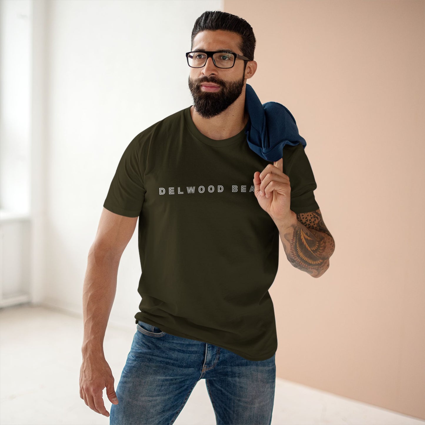 Delwood Beach logo on Adult Staple Cotton T-Shirt