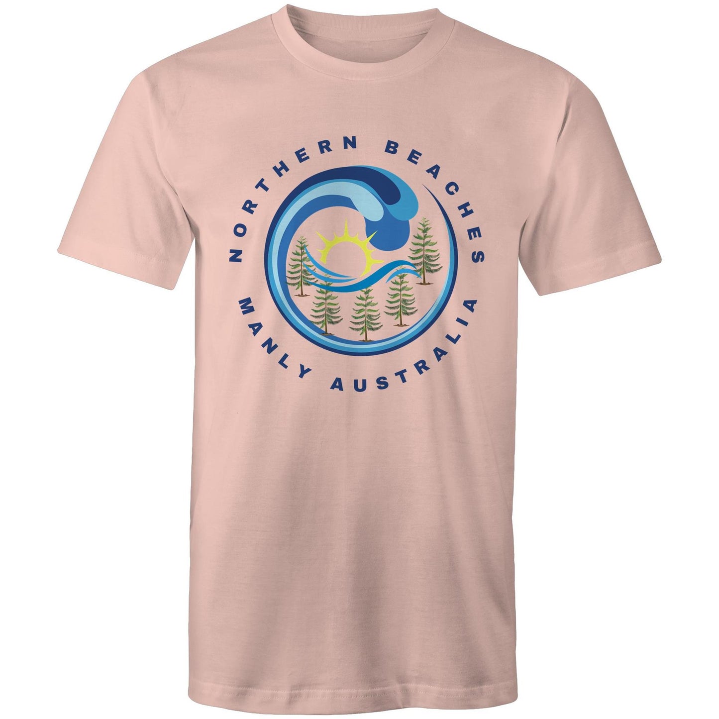 AS Colour Staple - Mens T-Shirt Northern Beaches Manly Australia logo front navy font - Lost Manly Shop