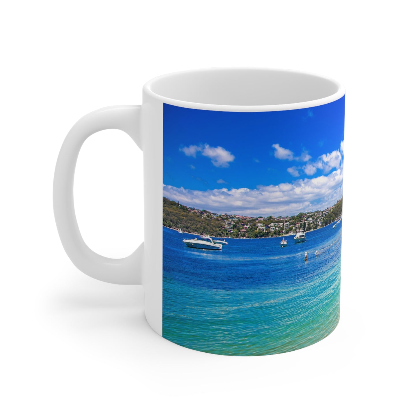 Coffee Mug - Manly Wharf, Harbour Pool, Marineland and Pavilion on a sunny day - Lost Manly Shop