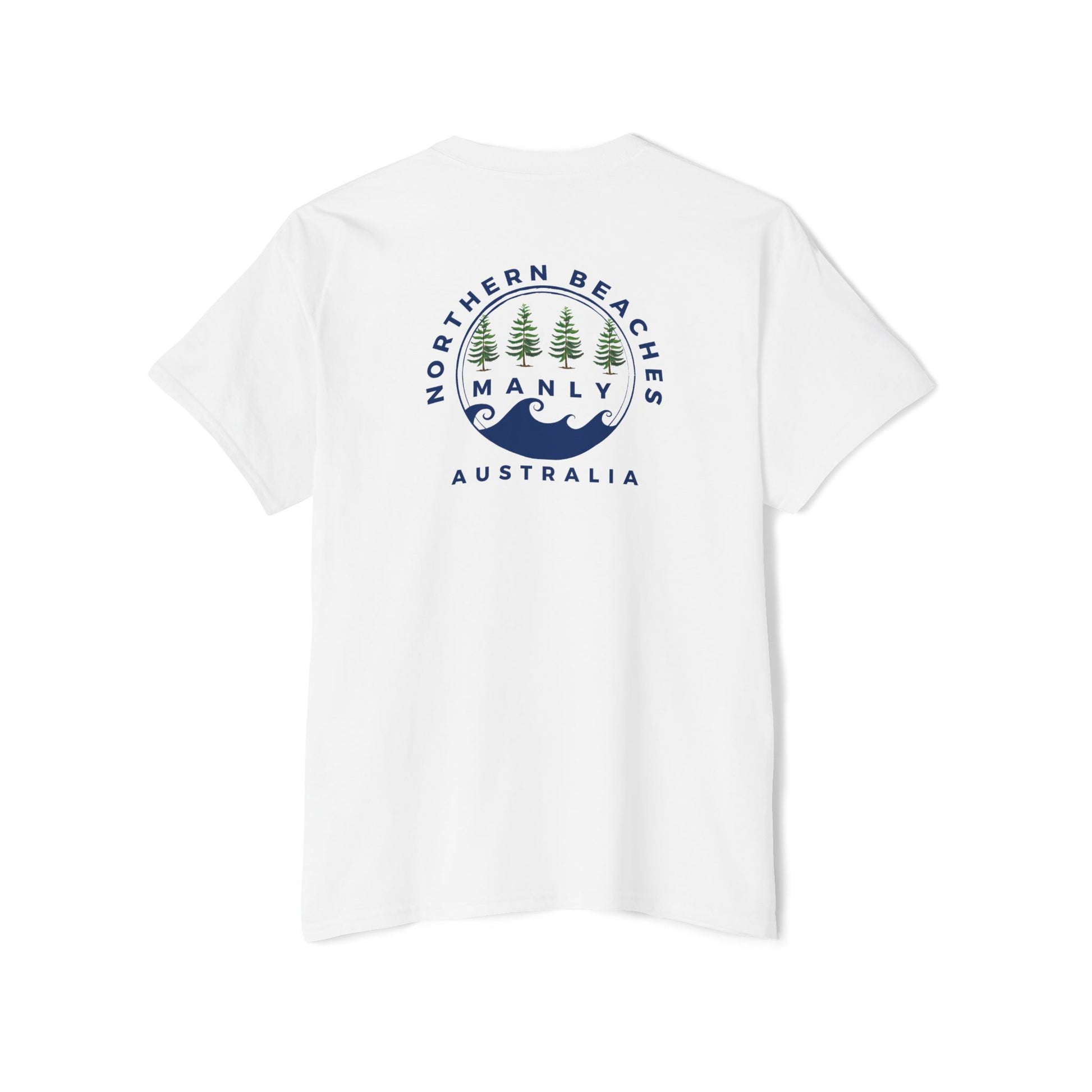 Northern Beaches Manly Australia front/back Logo Heavy Cotton Pocket Tee - Lost Manly Shop