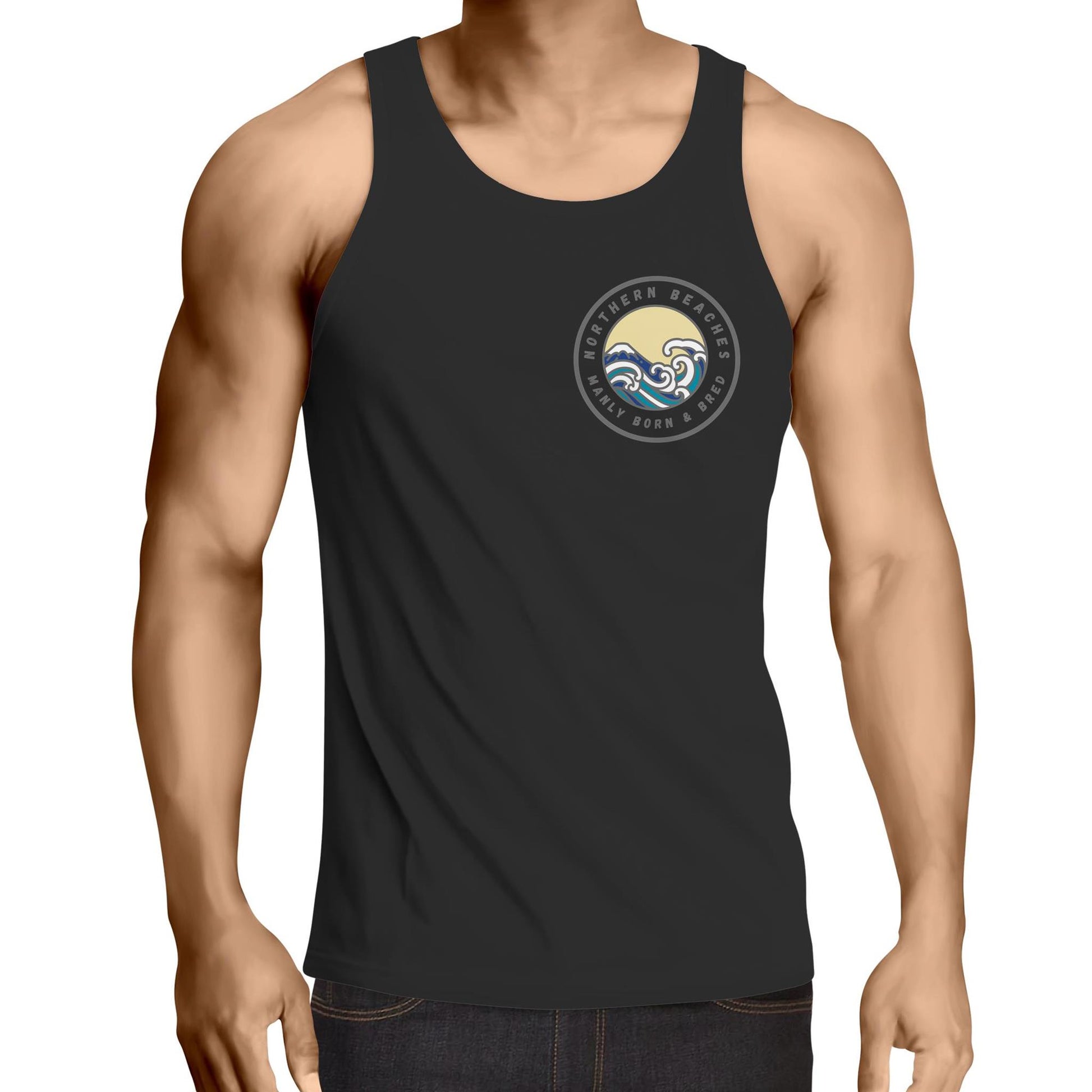 AS Colour Lowdown - Northern Beaches Manly Born n Bred Adult Singlet Top - Lost Manly Shop